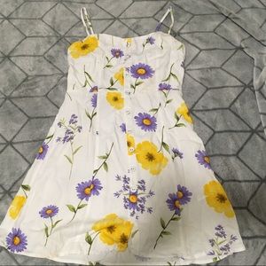 White Floral Spaghetti Strap Sundress